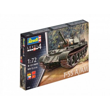 KIT PARA MONTAR REVELL TANQUE DE GUERRA T-55 A/AM 1/72 131 PEÇAS REV 03304